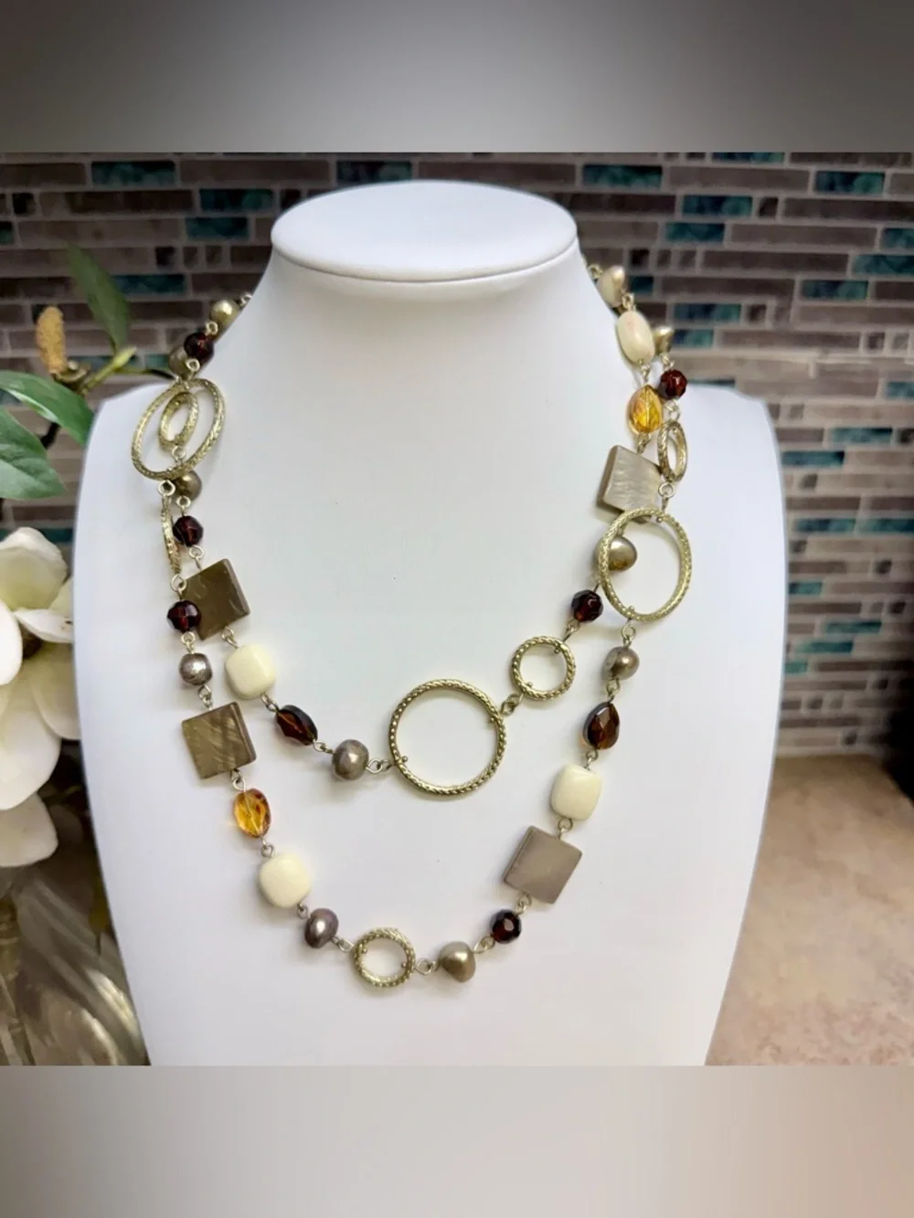 Lia Sophia Ciprani Necklace Long Chunky Bohemian Chic Earth Tone